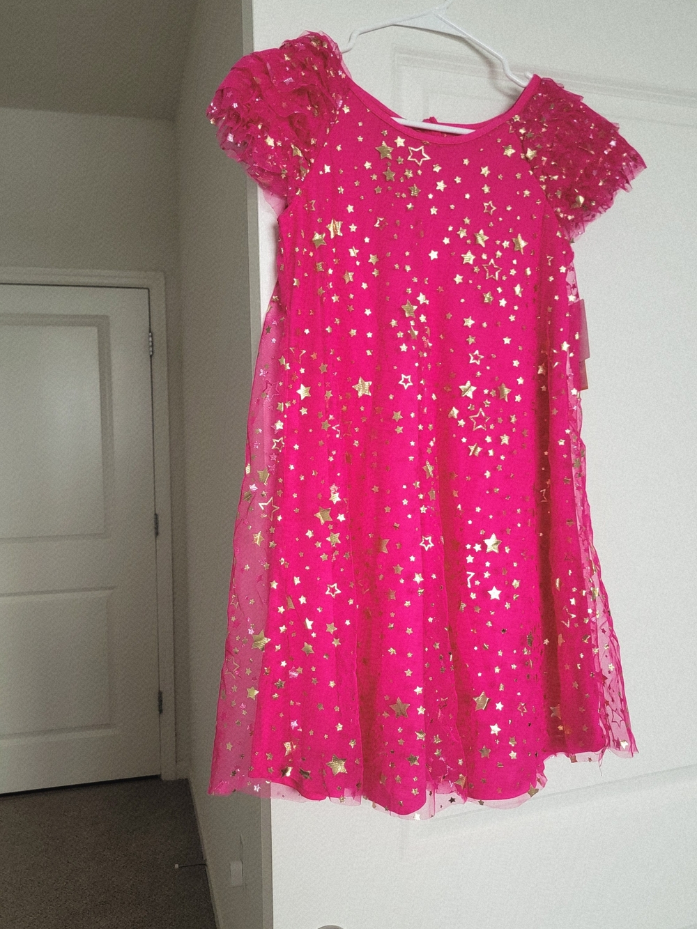 Hot Pink Starry Tulle Party Dress